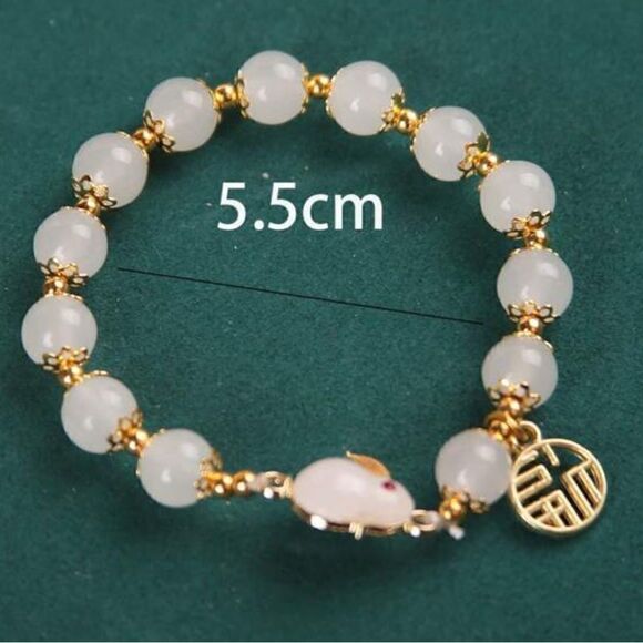 Chinese peanut rabbit glass bead stretch bracelet set new - Picture 13 of 13